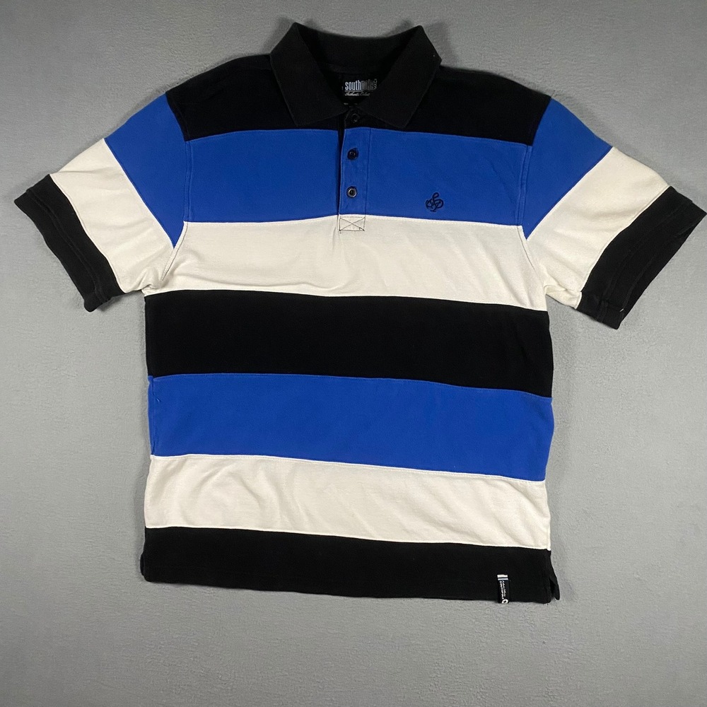 Y2K Southpole Polo Shirt Mens XL Multicolor Striped Short Sleeve Streetwear